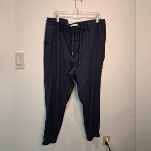 Pure Navy Mens Size XL Navy Colored Twill Linen/cotton Drawstring Pants